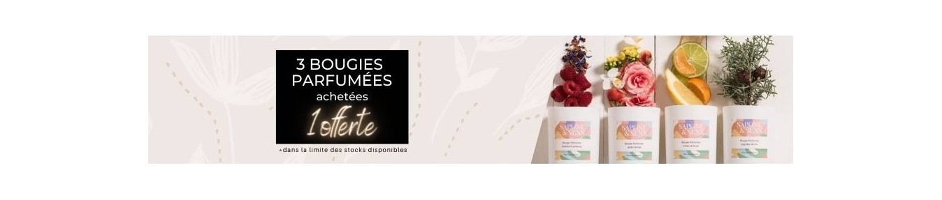 3 bougies parfumées achetées, 1 offerte !